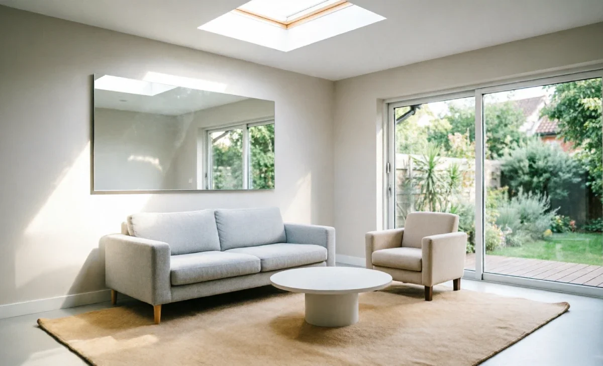 Bright living room showing modern house renovation ideas with light walls