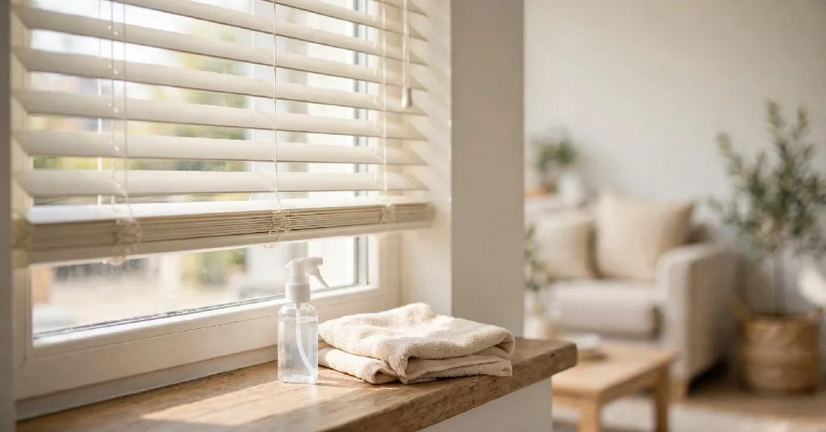 Cleaning Venetian blinds without removal on a sunny windowsill