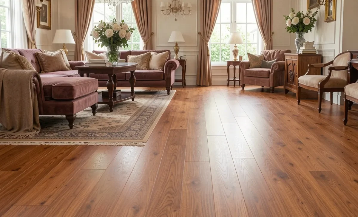 Ndure Sierra Cypress flooring plank showing wood-grain finish and ceramic-bead texture