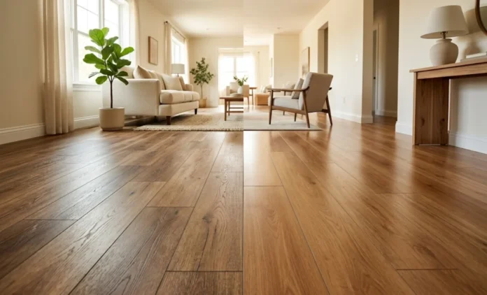 Luxury Vinyl Plank vs Laminate Flooring – Side-by-Side Comparison Luxury Vinyl Plank vs Laminate Flooring side by side comparison in a modern home